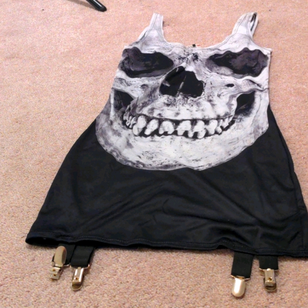 Sexy tight skull dress with garters size S